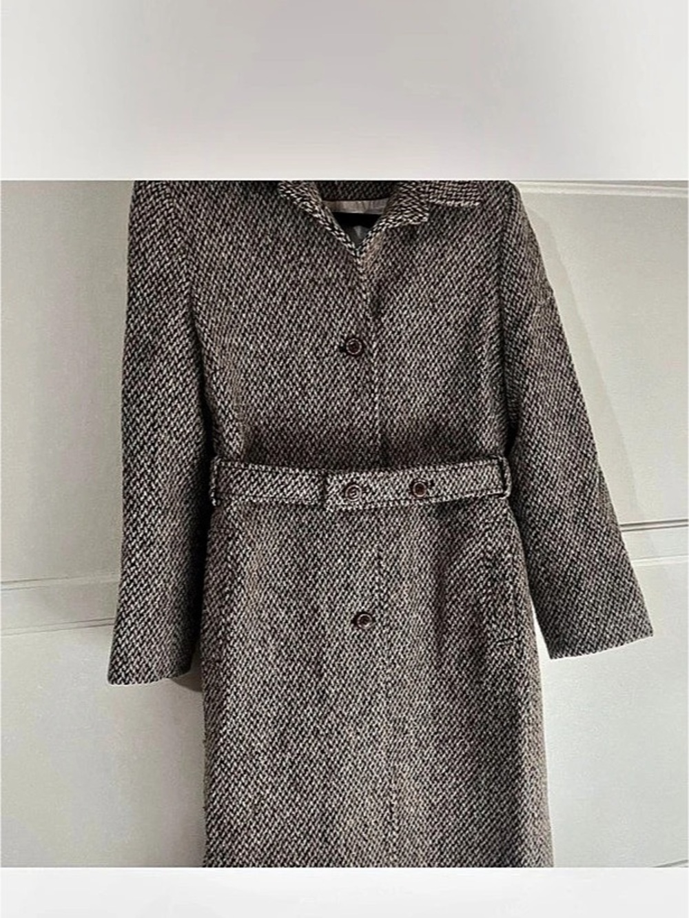 Kenneth Cole 50Houndstooth Belted Coat in Brown Like New